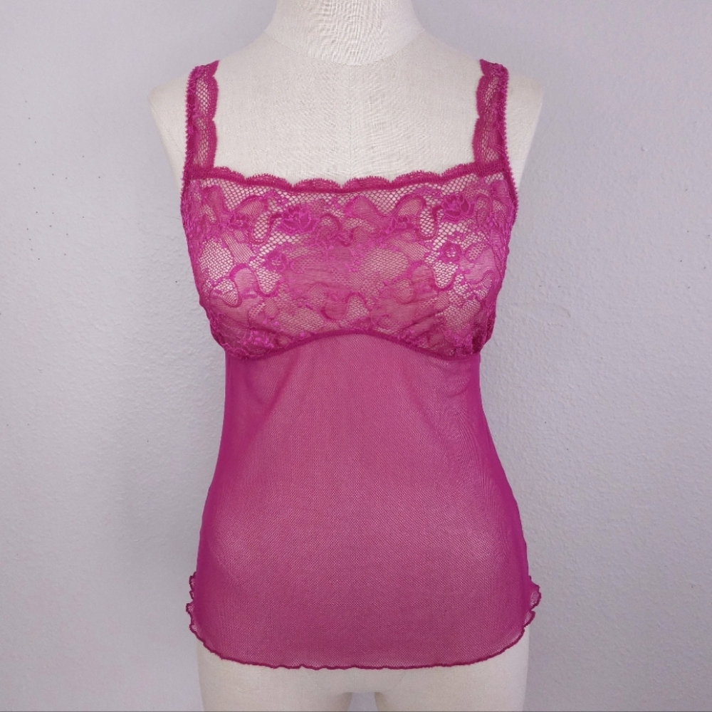 JEZEBEL Pink Lace Camisole Cami Tank Top LARGE